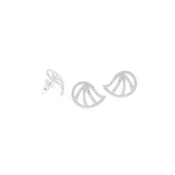 0.62 TCW 14K GOLD WHITE DIAMOND LEAF STUD EARRING