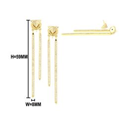 1.12 TCW 14K GOLD DIAMOND BAR & TRIANGLE EARRING