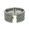 Image 3 : 24.01 TCW TSAVORITE & DIAMOND CUFF BANGLE 14K  GOLD & SILVER