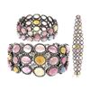 Image 1 : 77.99 TCW MULTI COLOR SAPPHIRE OPAQUE & DIAMOND BRACELET18K GOLD & SILVER