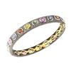 Image 2 : 18.42 TCW MULTI COLOR SAPPHIRE & FANCY DIAMOND OVAL BANGLE 14K GOLD & SILVER