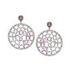 Image 1 : 38.60 TCW PINK Tourmaline & DIAMOND ROUND EARRING 18K GOLD & SILVER