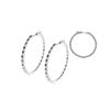 Image 1 : 2.76 TCW 14K GOLD WHITE & BLACK DIAMOND ROUND HOOP EARRING