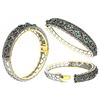 Image 1 : 3.43 TCW EMERALD & DIAMOND BANGLE 18K GOLD & SILVER