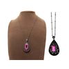 Image 1 : 10.21 TCW LEATHER, TOURMALINE & DIAMOND NECKLACE 18K GOLD & SILVER