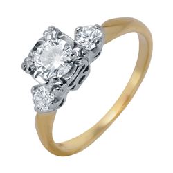 14KT Yellow and White Gold Vintage Style Diamond Engagement Ring - #505