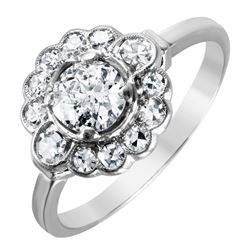 Art Deco Diamond Platinum Floral Ring - #1000