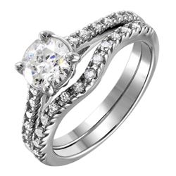 14KT White Gold Diamond Engagement Ring and Guard - #1772