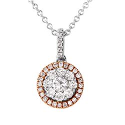 14KT White and Rose Gold Diamond Pendant and Chain - #2120