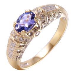 14KT Yellow Gold Tanzanite and Diamond Ring - #21