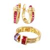 Image 1 : 18KT Yellow Gold Ruby and Tanzanite Ring and Earring Suite - #2306