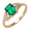 Image 1 : 10KT Yellow Gold (Lab-Created) Emerald and Diamond Ring - #455