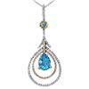 Image 1 : 14KT White and Yellow Topaz and Diamond Pendant and Chain - #2019