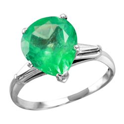 18KT White Gold Emerald and Diamond Ring - #1867