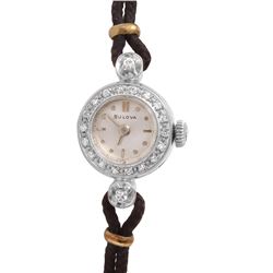 Ladies 14KT White Gold Diamond Bulova Watch - #990