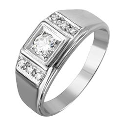 14KT White Gold Men's Diamond Ring - #1825