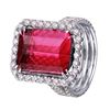 Image 1 : 18KT White Gold Custom Made Rubellite and Diamond Ring - #978