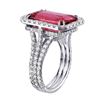 Image 2 : 18KT White Gold Custom Made Rubellite and Diamond Ring - #978