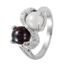 Ladies 10KT White Gold Pearl and Diamond Ring - #1152