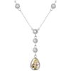 Image 1 : 14KT White Gold Quartz and Diamond Pendant and Chain - #2126