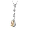 Image 2 : 14KT White Gold Quartz and Diamond Pendant and Chain - #2126