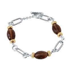 David Yurman Sterling and 18KT Yellow Gold Smokey Quartz Bracelet - #508