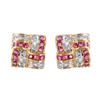 Image 1 : 14KT Yellow Gold Diamond and Ruby Earrings - #890