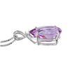 Image 2 : Amethyst and Diamond 14KT White Gold Solitaire Pendant and Box Chain Set - #880