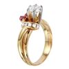 Image 2 : 14KT Yellow Gold Diamond and Ruby Engagement Ring - #1124