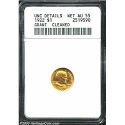 1922 G$1 Grant no Star--Cleaned--ANACS. Unc Details, Net AU55.