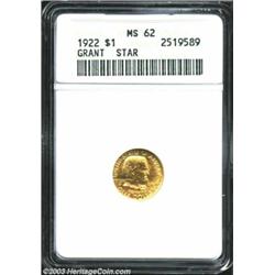 1922 G$1 Grant with Star MS62 ANACS.