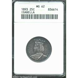 1893 25C Isabella Quarter MS62 ANACS.