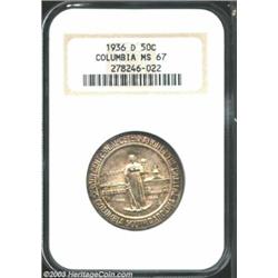 1936-D 50C Columbia MS67 NGC.
