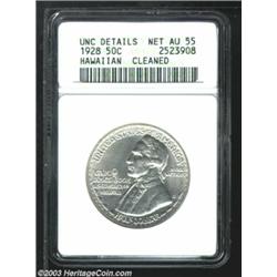 1928 50C Hawaiian--Cleaned--ANACS. Unc Details, Net AU55.