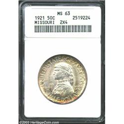 1921 50C Missouri 2x4 MS63 ANACS.