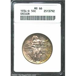 1934-D 50C Oregon MS66 ANACS.