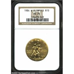 1984-W G$10 Olympic Gold Ten Dollar MS70 NGC.