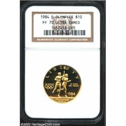 1984-D G$10 Olympic Gold Ten Dollar PR70 Ultra Cameo NGC.