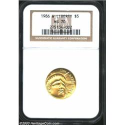 1986-W G$5 Statue of Liberty Gold Five Dollar MS70 NGC.