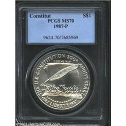 1987-P $1 Constitution Silver Dollar MS70 PCGS.