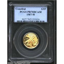 1987-W G$5 Constitution Gold Five Dollar PR70 Deep Cameo PCGS.