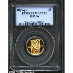 1992-W G$5 Olympic Gold Five Dollar PR70 Deep Cameo PCGS.
