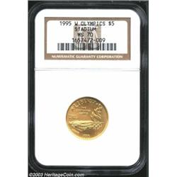 1995-W G$5 Olympic/Stadium Gold Five Dollar MS70 NGC.