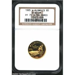 1995-W G$5 Olympic/Stadium Gold Five Dollar PR70 Ultra Cameo NGC.