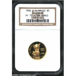 1996-W G$5 Olympic/Cauldron Gold Five Dollar PR70 Ultra Cameo NGC.