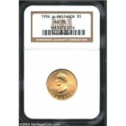 1996-W G$5 Smithsonian Gold Five Dollar MS70 NGC.