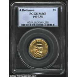 1997-W G$5 Jackie Robinson Gold Five Dollar MS69 PCGS.