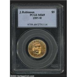 1997-W G$5 Jackie Robinson Gold Five Dollar MS69 PCGS.