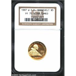 1997-W G$5 Franklin D. Roosevelt Gold Five Dollar PR70 Deep Cameo NGC.