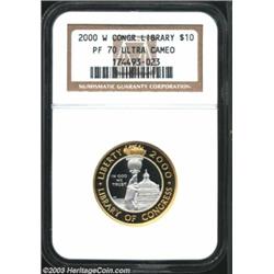 2000-W $10 Library of Congress PR70 Deep Cameo NGC.
